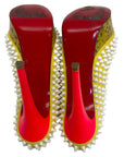 Christian Louboutin Yellow Suede Lady Peep Spikes Pumps Size EU 37