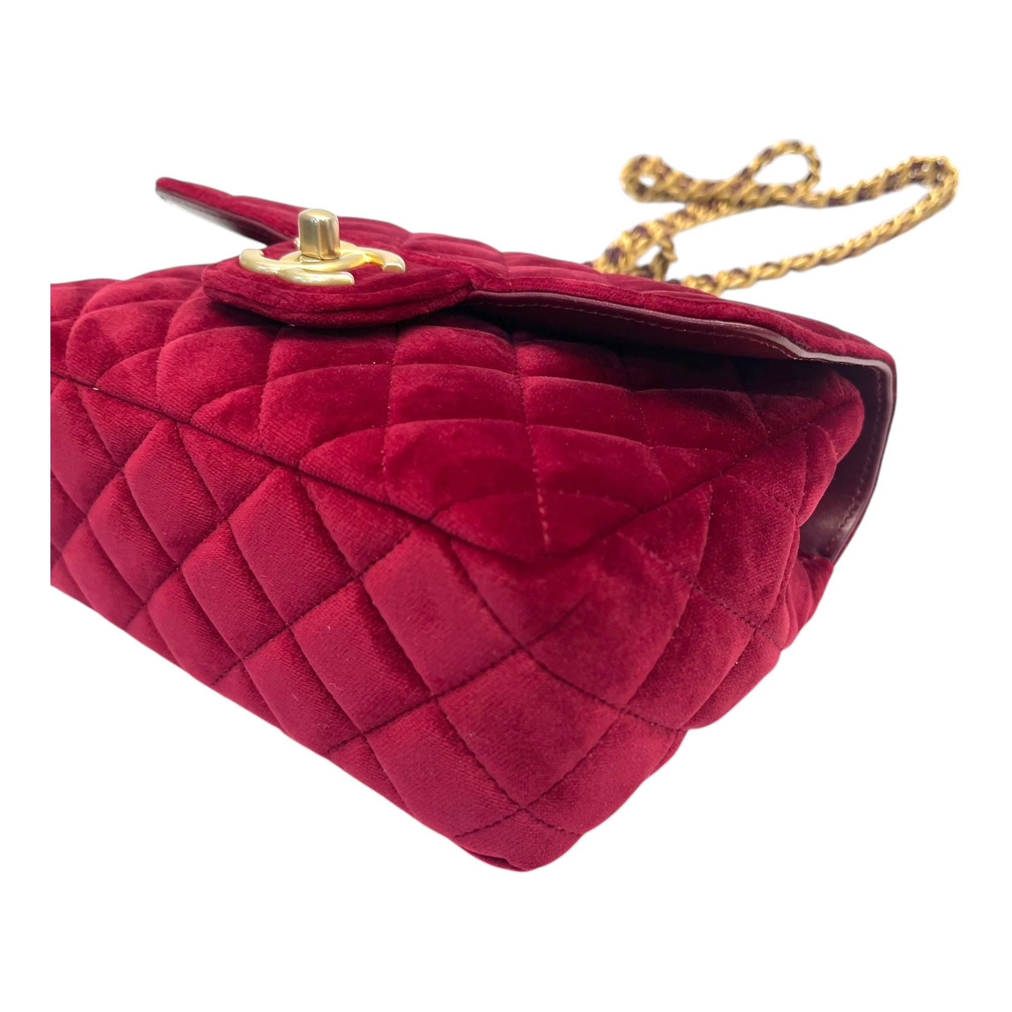 Chanel Red Velvet Flap Mini