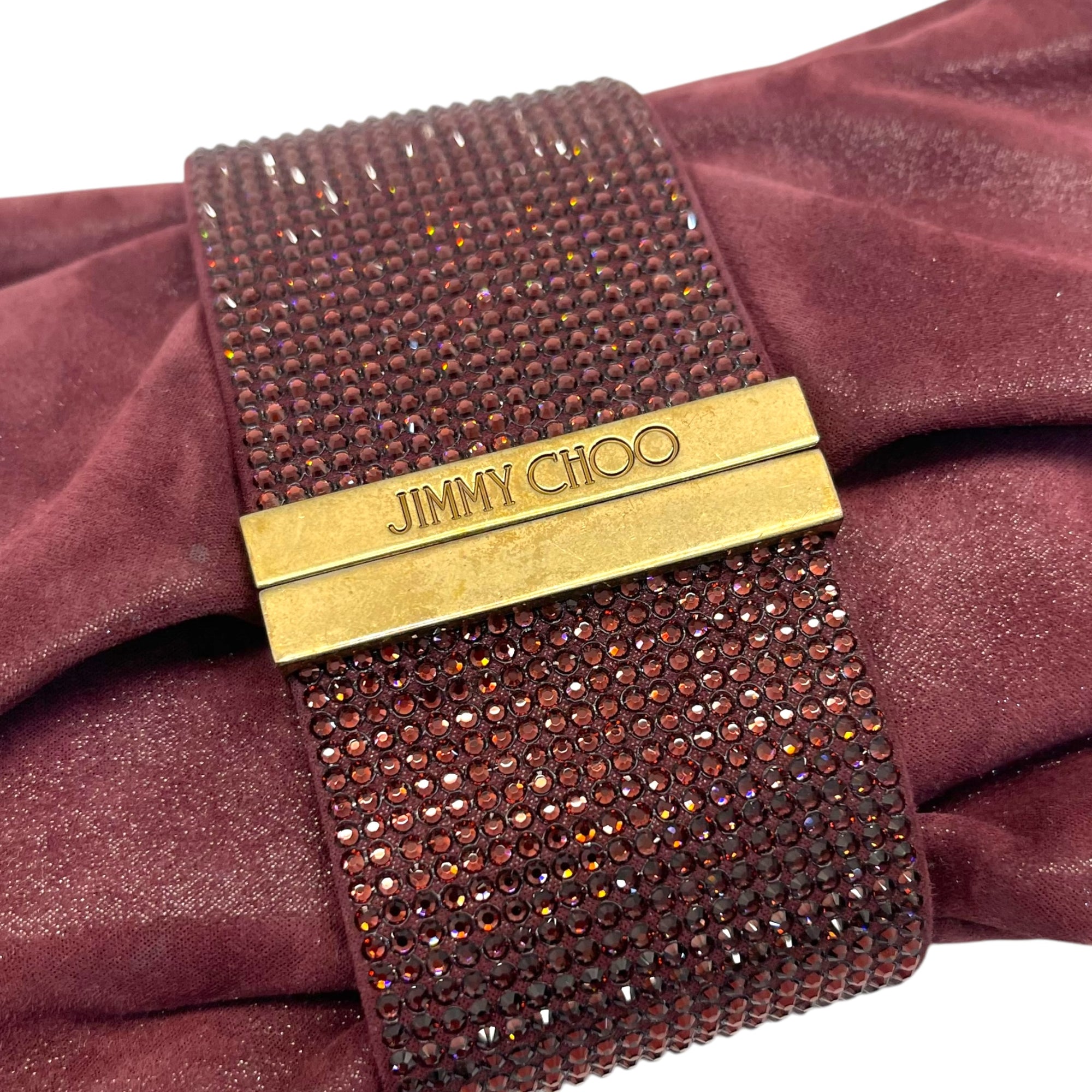 Jimmy Choo Pink Shimmer Suede Chandra Chain Clutch