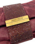 Jimmy Choo Pink Shimmer Suede Chandra Chain Clutch