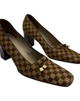 Louis Vuitton Damier Pony Hair Square Toe Pumps