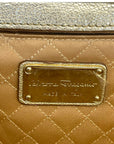 Salvatore Ferragamo Metallic Beige Leather Musa Gancini Clutch