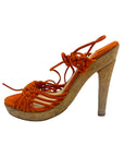 Jimmy Choo Suede Burnt Orange Sandals Size EU 35