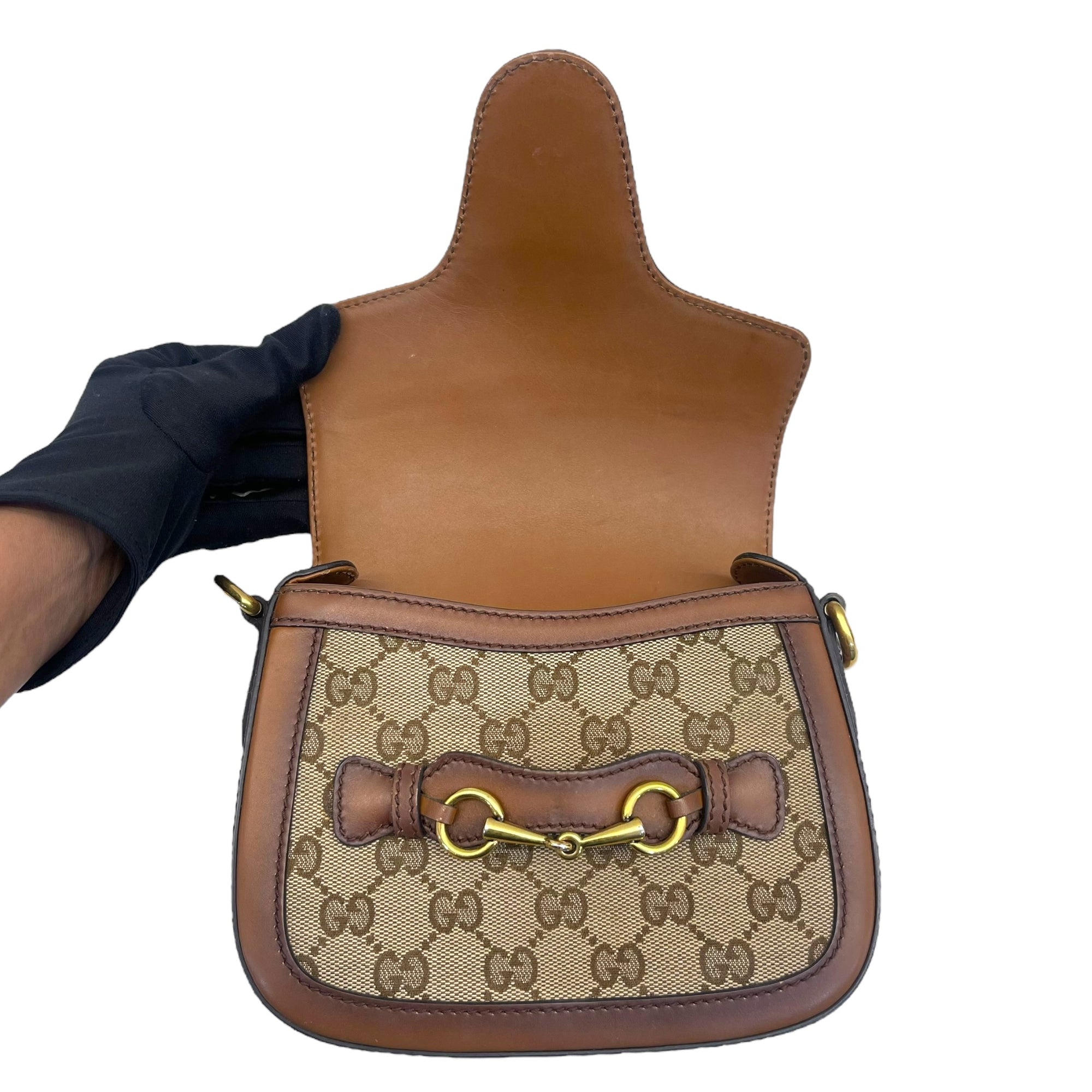 Gucci Lady Web Shoulder Bag GG Canvas Small Brown Bag