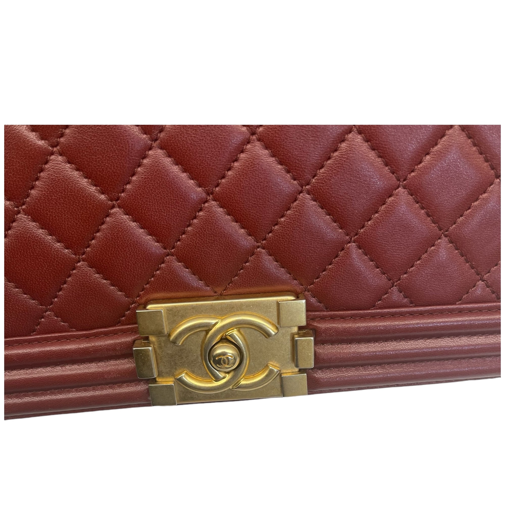 Chanel Calfskin Quilted Medium Boy Flap Red Bag