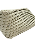 Bottega Veneta White Intrecciato Leather Structure Clutch