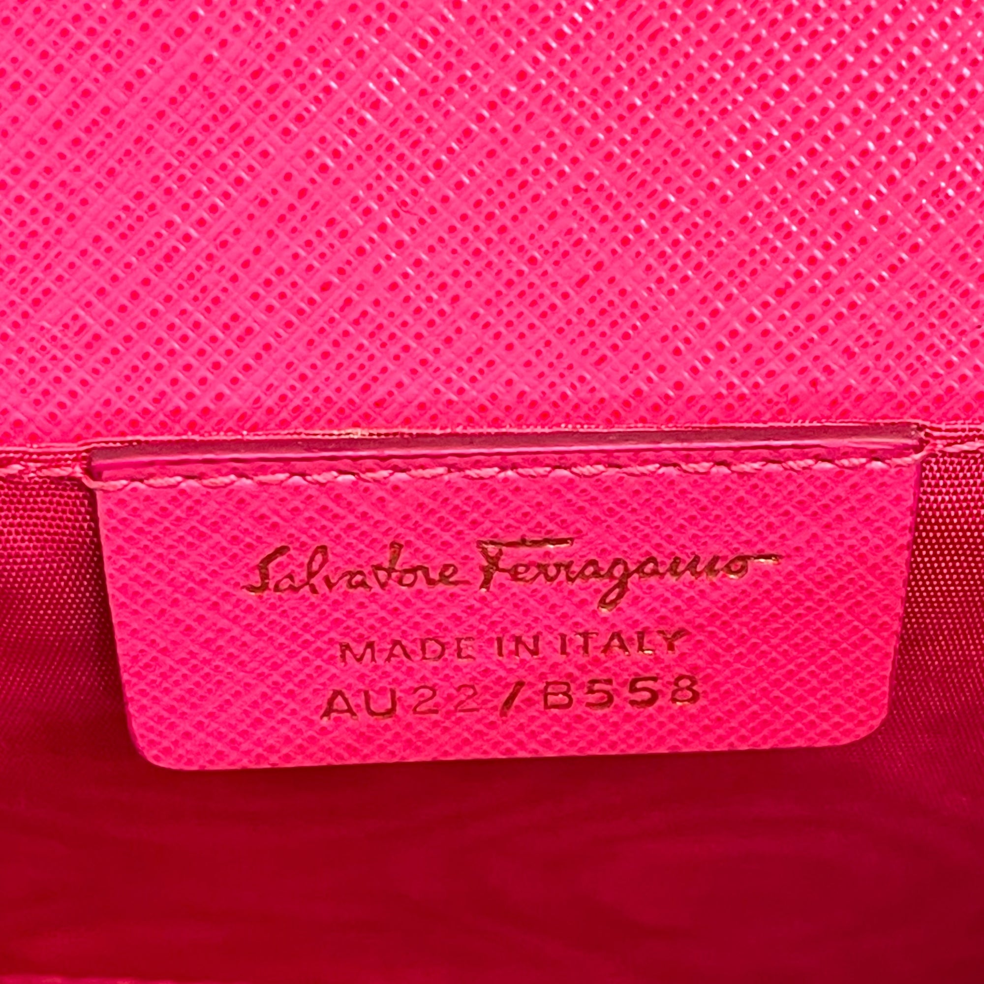 Salvatore Ferragamo Pink Saffiano Leather Crossbody Bag