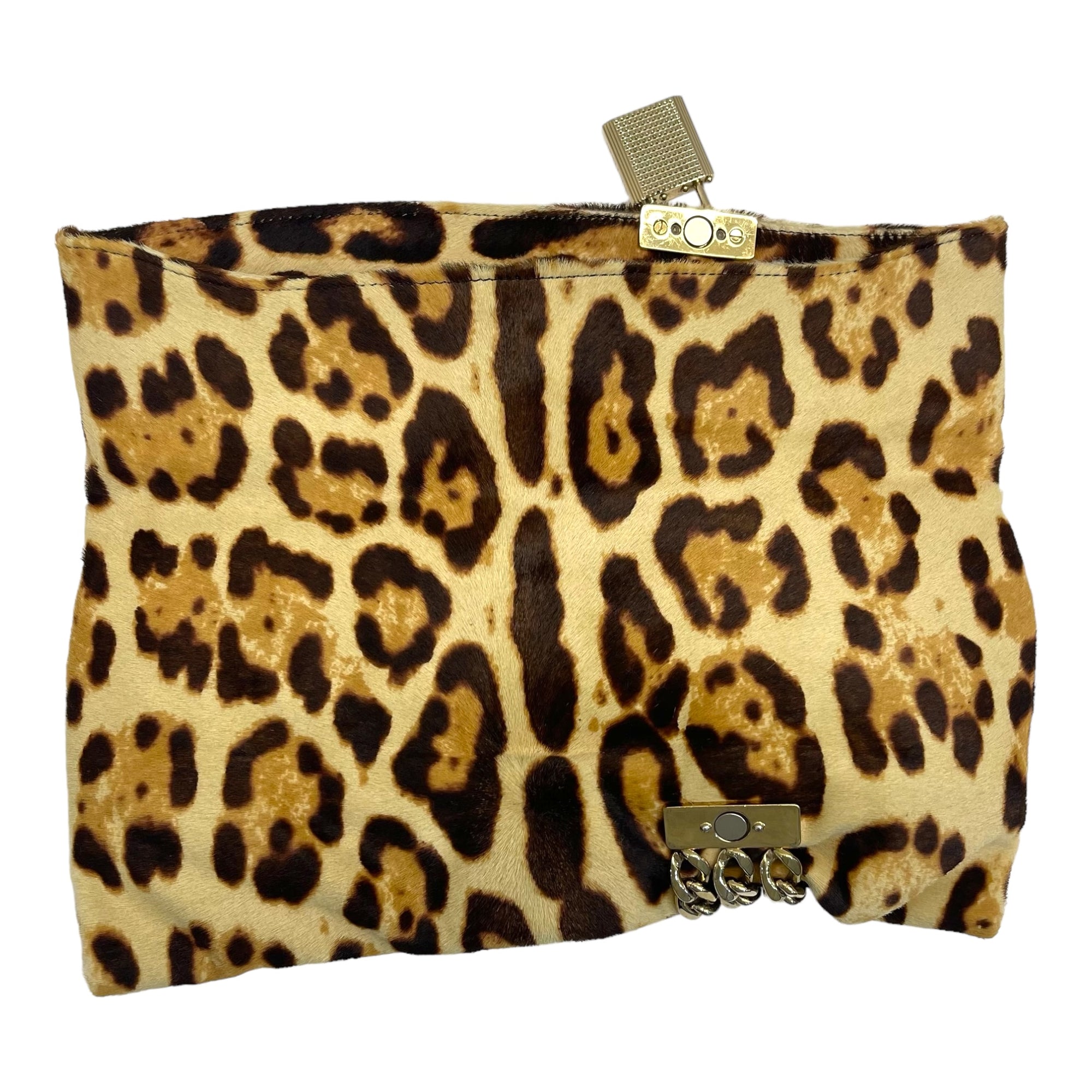 Jimmy Choo Leopard Print Calf Hair Sandra Clutch