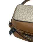 Michael Kors Beige/Tan Signature Star Cut-Out Coated Canvas and Leather Jet Set Crossbody Bag