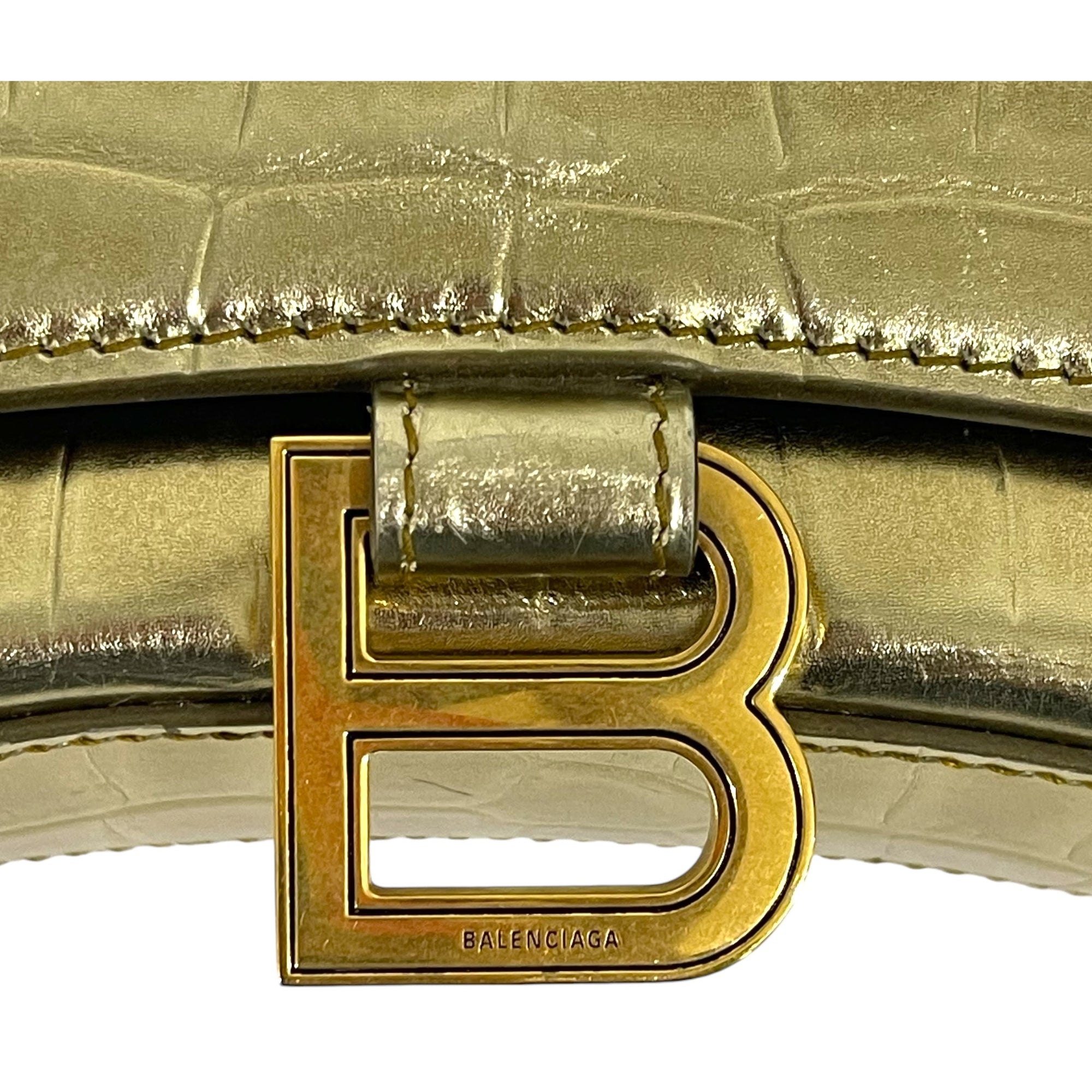 Balenciaga Hourglass Wallet On Chain in Gold