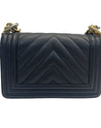 Chanel Boy Bag Small in Chevron Quilted Calfskin Black