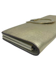 Salvatore Ferragamo Metallic Beige Leather Musa Gancini Clutch