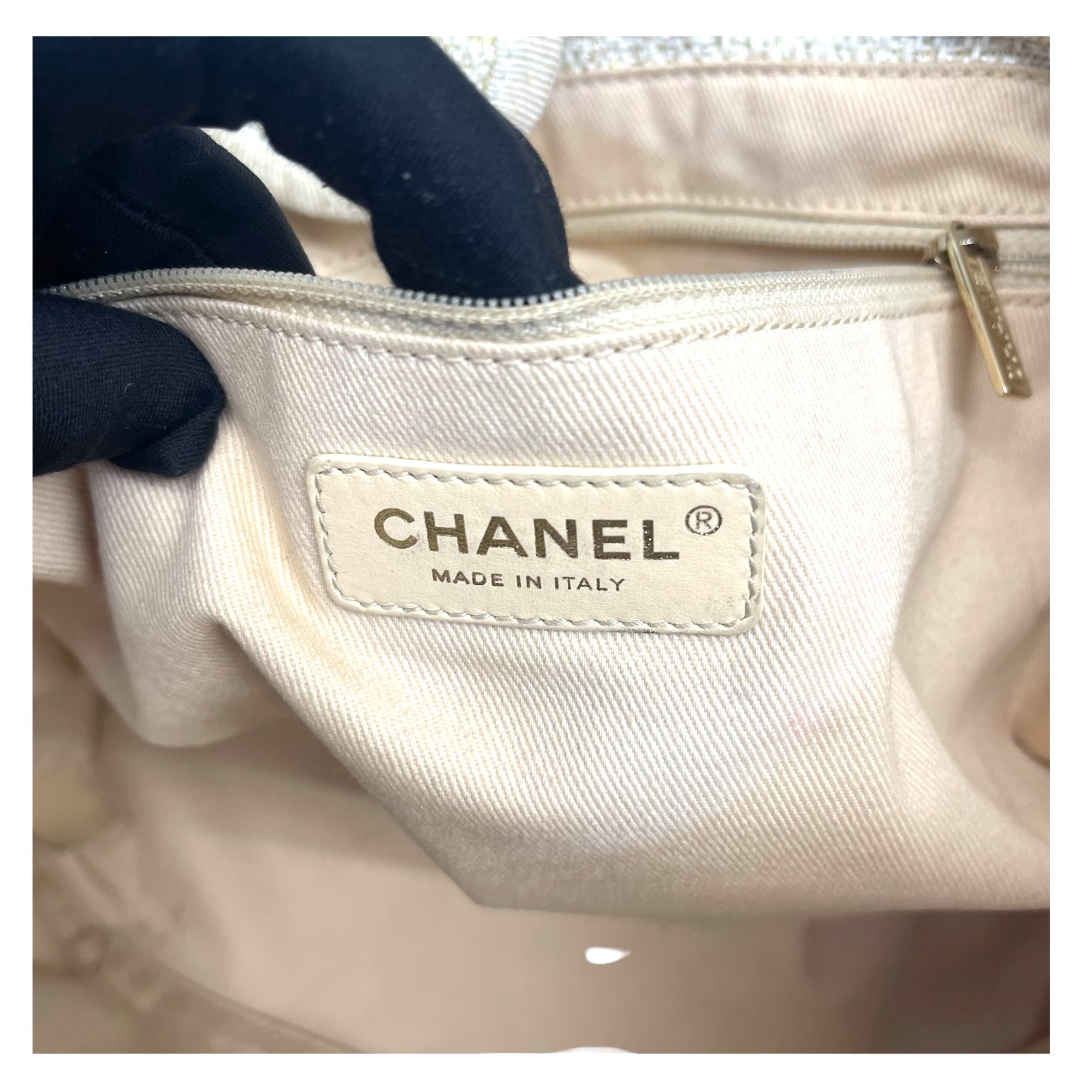 Chanel Deauville Beige Tweed Shopper Tote Bag