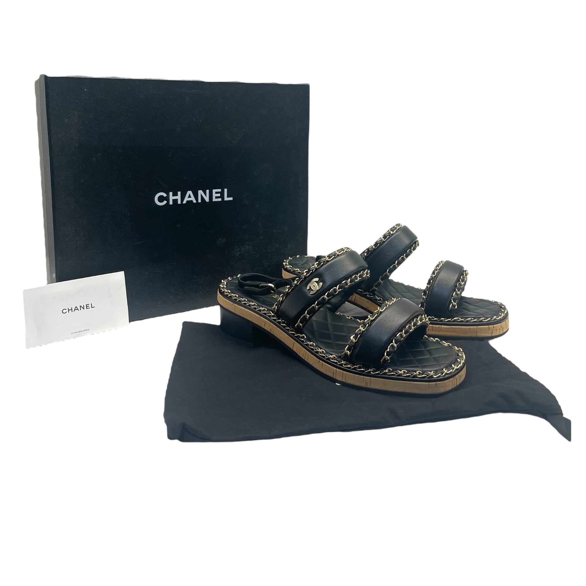 Chanel Black CC Chain Slides Sandal