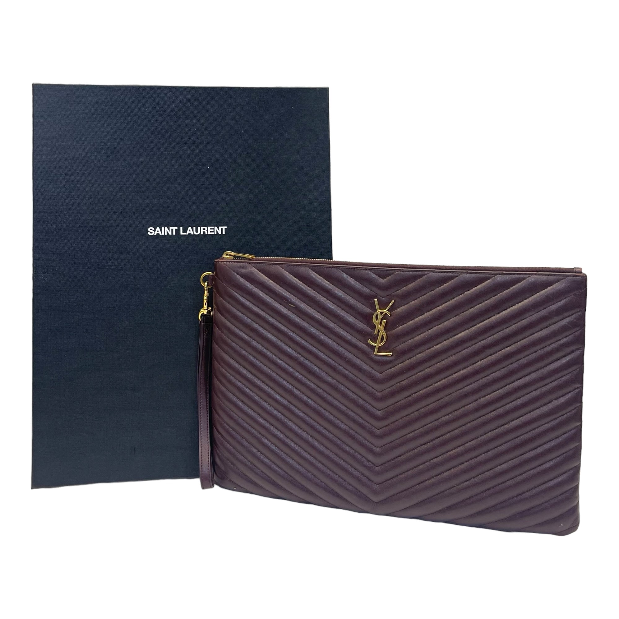 Saint Laurent Burgundy Matelasse Leather document Holder