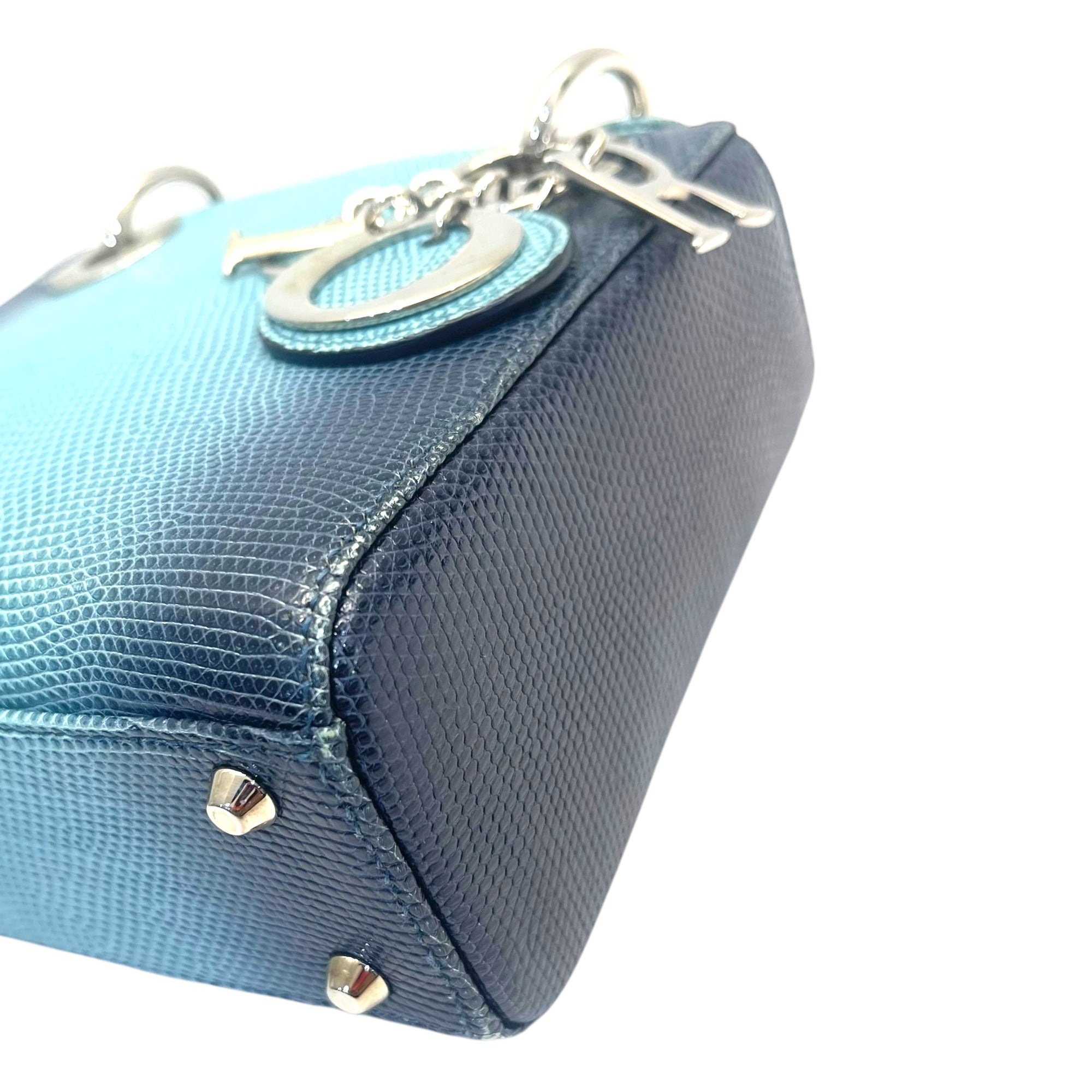 Mini Lady Dior Ombre Lizard Pattern in Blue