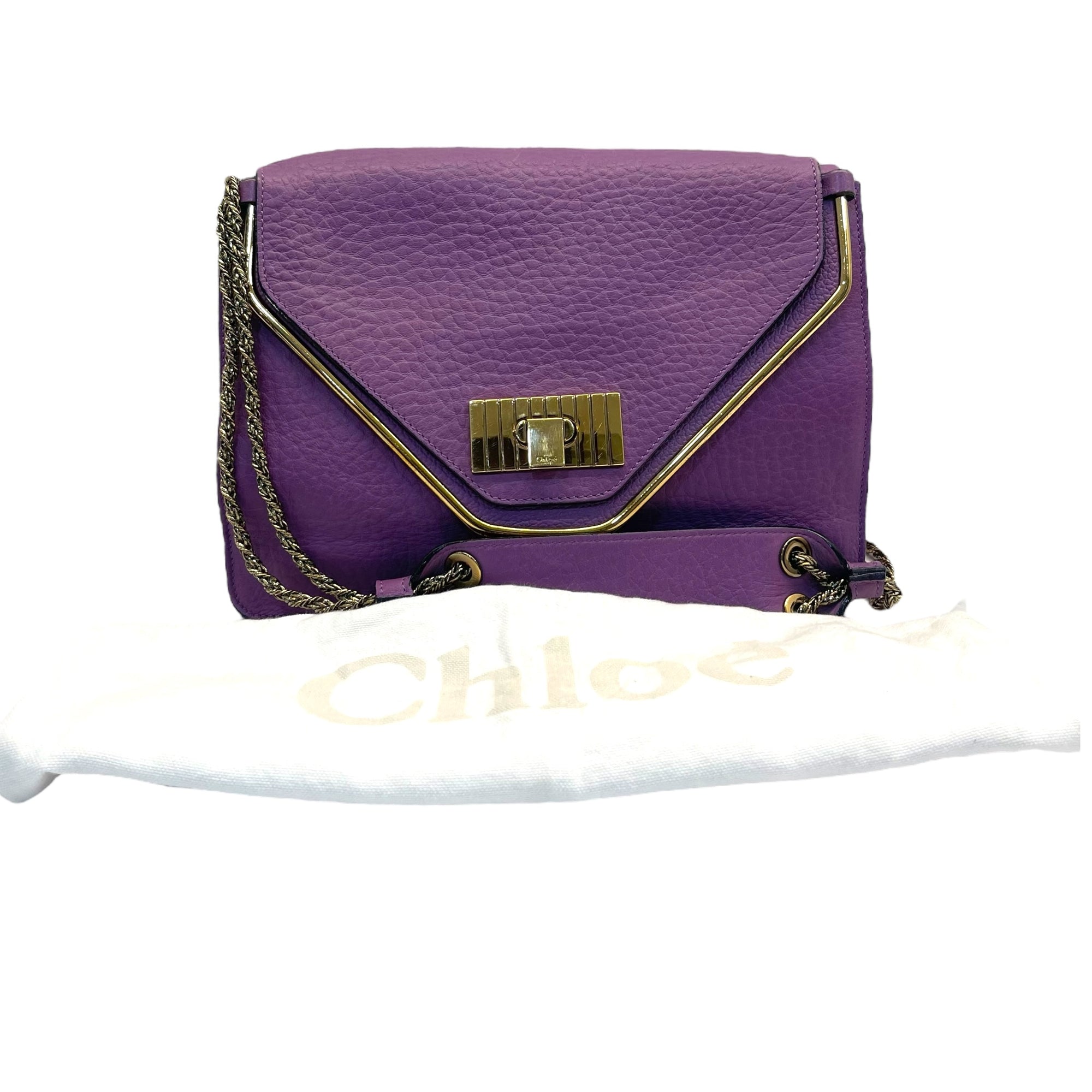 Chloe Purple Leather Medium Sally Flap Shoulder Bag