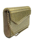 Jimmy Choo Candy Gold Glitter Acrylic Chain Clutch