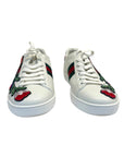 White Leather Ace Floral Embroidered Sneakers