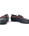 Black Leather Frederik Web Loafers EU- 44.5