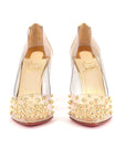 Christian Louboutin Gold Leather And PVC Collaclou Spiked EU 37