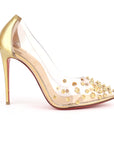 Christian Louboutin Gold Leather And PVC Collaclou Spiked EU 37