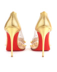 Christian Louboutin Gold Leather And PVC Collaclou Spiked EU 37