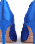 Gucci Blue Satin Crystal Interlocking G Toe Pumps - Size EU 36