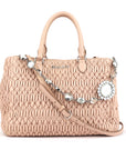 Miu Miu Pink Matelasse Nappa Leather Crystal Tote