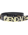 Fendi x Versace Leather Buckle Belt