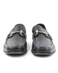 Black Leather Gancini Bit Loafers