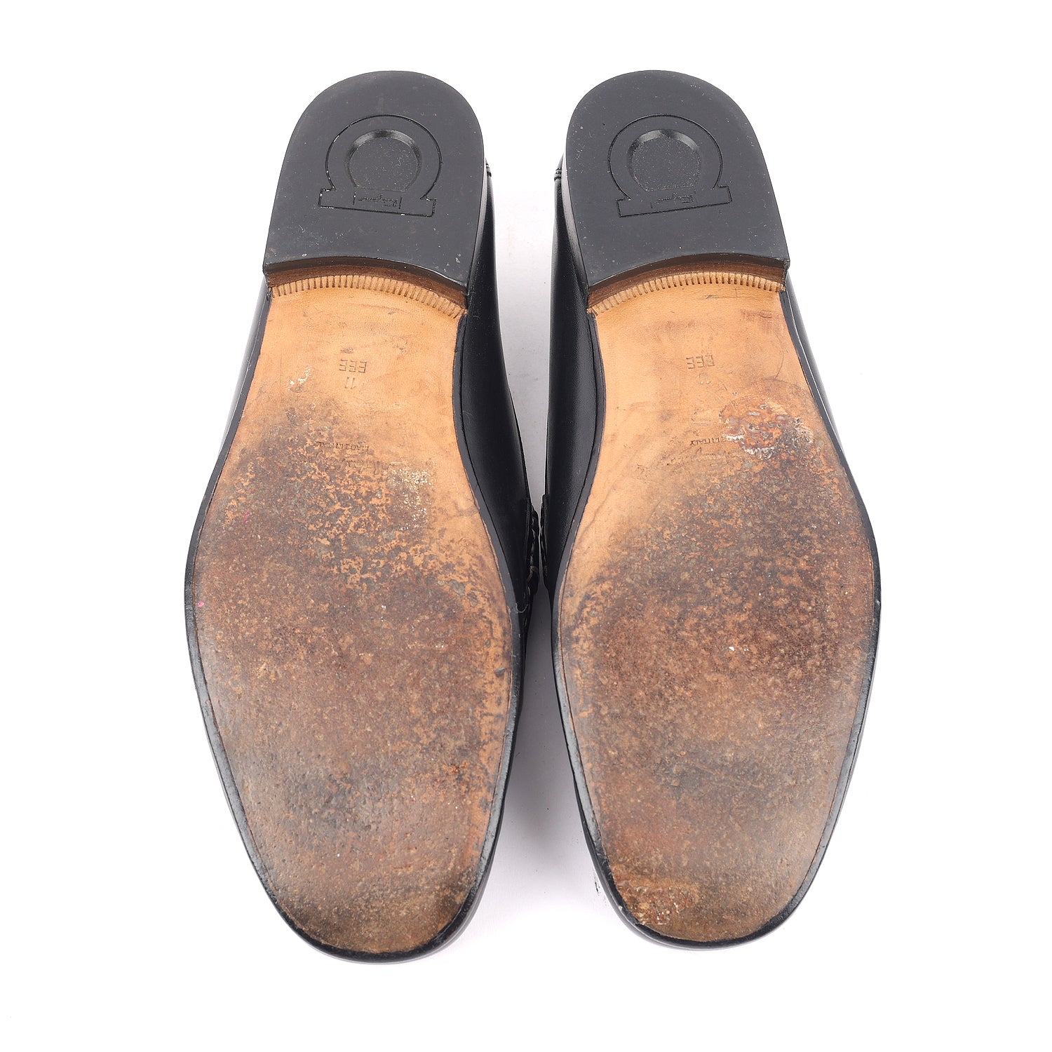 Black Leather Gancini Bit Loafers