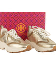 Tory Burch Good Luck Double T Gold Trainers - Size EU 38