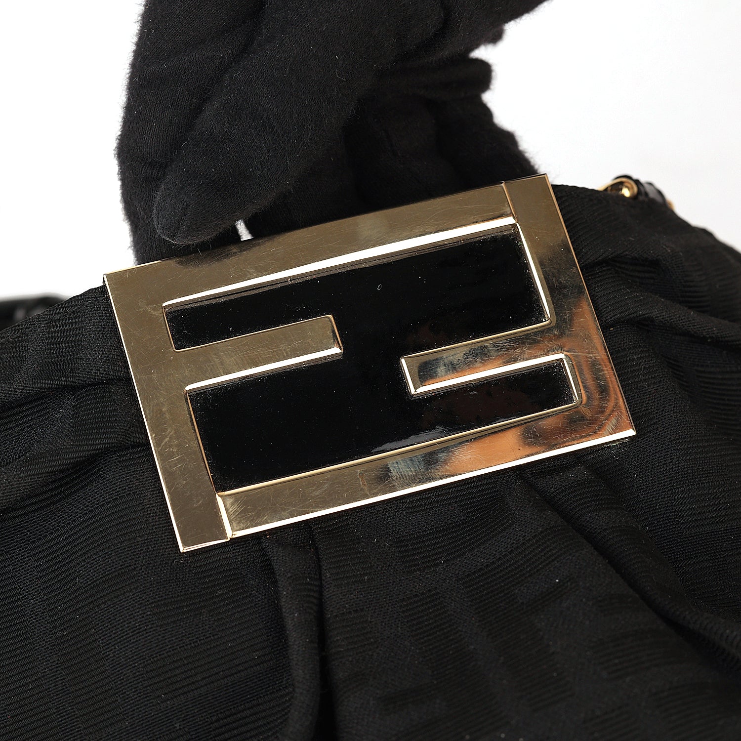 Fendi Black Zucca Canvas and Patent Leather Mia Shoulder Bag