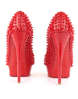 Christian Louboutin Red Patent Leather Pigalle Spikes Platform Pumps - Size EU 36