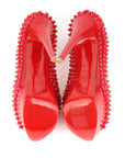 Christian Louboutin Red Patent Leather Pigalle Spikes Platform Pumps - Size EU 36