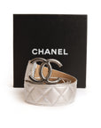 Chanel Silver Leather Quilted Belt Size 34"