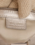 Versace Silver Ostrich Embossed Leather Snap Out Of It Satchel