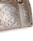 Versace Silver Ostrich Embossed Leather Snap Out Of It Satchel