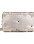 Versace Silver Ostrich Embossed Leather Snap Out Of It Satchel