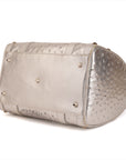 Versace Silver Ostrich Embossed Leather Snap Out Of It Satchel