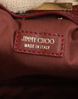 Jimmy Choo Leather Crinkled Zulu Grommet Embellished Zip Clutch