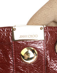 Jimmy Choo Leather Crinkled Zulu Grommet Embellished Zip Clutch