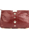 Jimmy Choo Leather Crinkled Zulu Grommet Embellished Zip Clutch