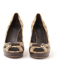 Gucci Brown Monogram Canvas Peep Toe Pumps - Size EU 36