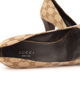 Gucci Brown Monogram Canvas Peep Toe Pumps - Size EU 36