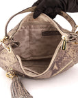 Michael Kors Grey/Black Python Embossed Leather Crossbody Bag