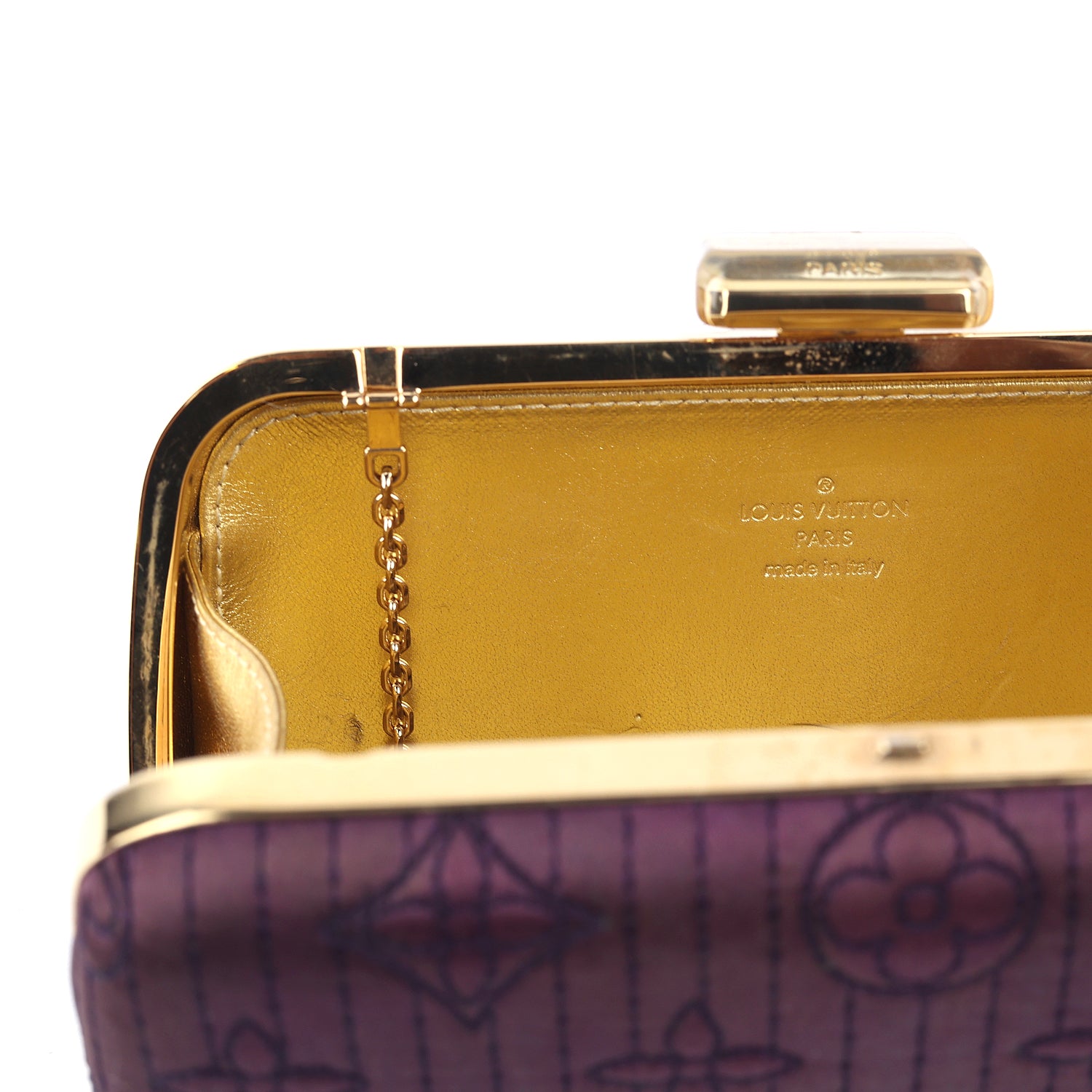 Louis Vuitton Monogram Satin Clutch Chain Shoulder Bag