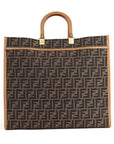 Fendi Sunshine Large Brown FF Jacquard Fabric Shopper