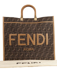 Fendi Sunshine Large Brown FF Jacquard Fabric Shopper